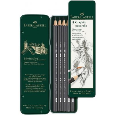 Faber-Castell Akvarelová grafitová tužka Graphite Aquarelle 5 ks plechová krabička 117805 – Zboží Živě