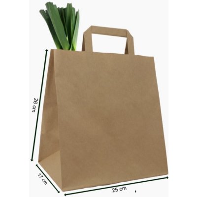 WIMEX Papírová taška hnědá 26x17x25cm s plochým uchem 25ks/bal.