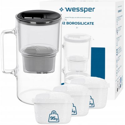 Wessper D2 Borosilicate 3 l černá + filtry 4 ks – Zboží Mobilmania