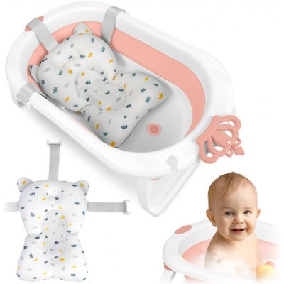 Ricokids Skládací vana pro děti kojence s vložkou bílo růžová – Zboží Dáma