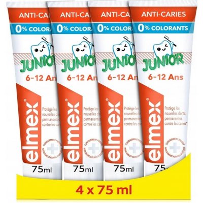 Elmex Junior pro děti 6-12 let 4 x 75 ml – Hledejceny.cz
