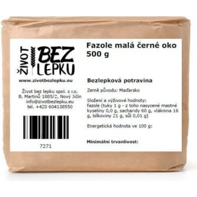 Život bez lepku Fazole malá černé oko 0,5 kg – Zboží Mobilmania