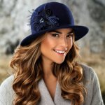 Krumlovanka klobouk zdobený květem Woolmark W-0913/161 modrý – Hledejceny.cz