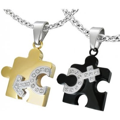 Šperky eshop Přívěsek z oceli pro dva puzzle symbol pohlaví R7.5