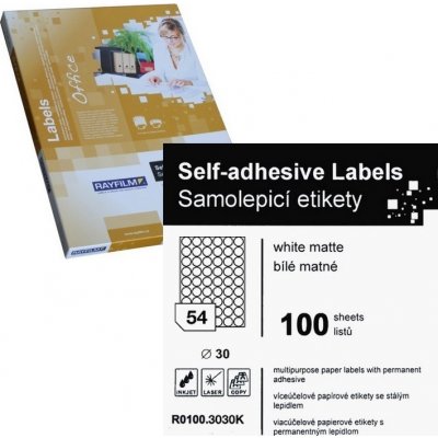 Rayfilm R0100.3030KA samolepící kulaté průměr 30mm bílé 100 listů – Hledejceny.cz