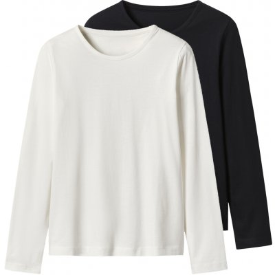 Esmara Kids dívčí triko s dlouhými rukávy 2 kusy černá/bílá – Zboží Dáma