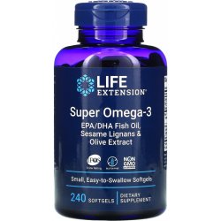 Life Extension Super Omega-3 EPA/DHA rybí olej sezamové lignany a olivový extrakt 240 gelových kapslí