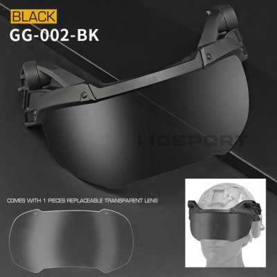 Brýle ochranné Wosport výklopné na helmu černé
