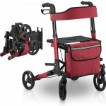 Goleto Čtyřkolové červené chodítko pro seniory Rollator – Sleviste.cz