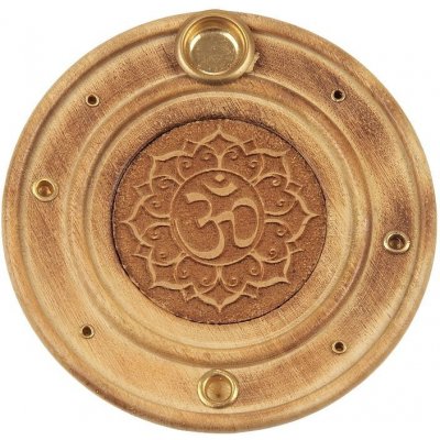 Mani Bhadra Stojánek na vonné tyčinky talířek relief Om – Zboží Dáma