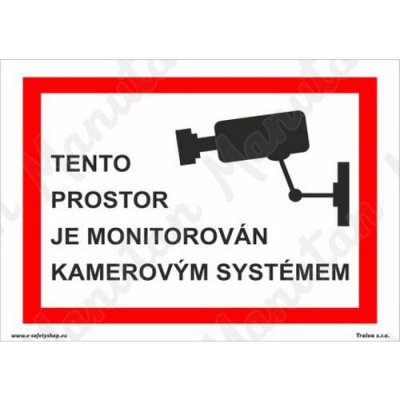 Tento prostor je monitorován kamerovým systémem, samolepka 160 x 80 x 0,1 mm, transparentní – Sleviste.cz