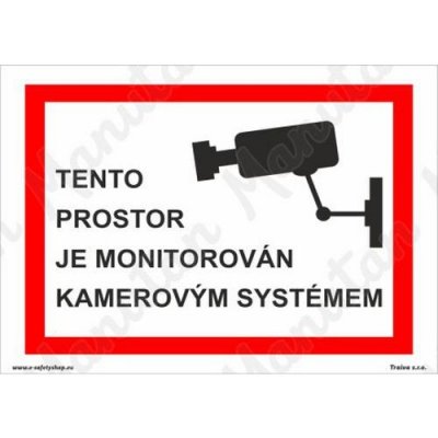 Tento prostor je monitorován kamerovým systémem, samolepka 160 x 80 x 0,1 mm, transparentní – Zboží Mobilmania