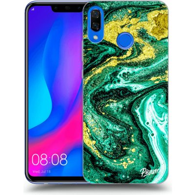 Pouzdro Picasee silikonové Huawei Nova 3 - Green Gold černé