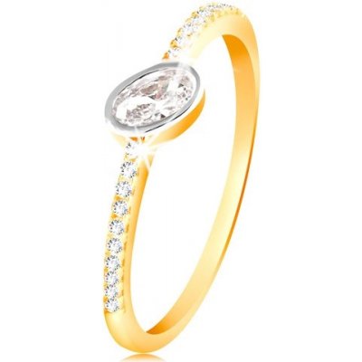 Šperky Eshop zlatý prsten 585 čirý oválný zirkon v objímce z bílého zlata zirkonové linie S3GG215.24 – Zbozi.Blesk.cz