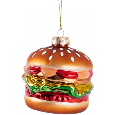 Vánoční Koule GLASSO ve tvaru burgeru ze skla, 11x10 cm, HOMLA – Hledejceny.cz