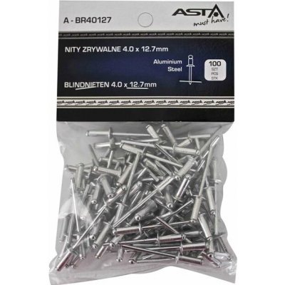 A-BR40127 Trhací nýty hliník-ocel, 4,0 x 12,7 mm, s plochou hlavou, sada 100 ks – Zboží Dáma