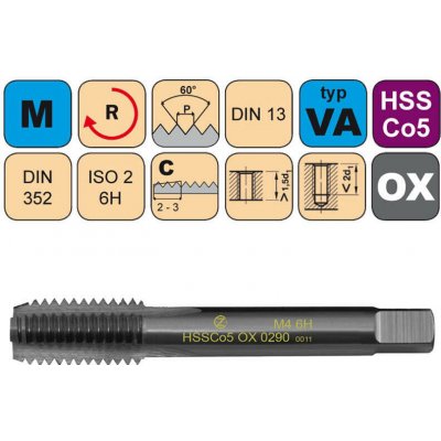 NÁSTROJE CZ Sadový závitník M14x2 III ISO2 HSSCo5 OX DIN 352 - 0290 - CZZ0290-M14-III-ISO2 – Hledejceny.cz
