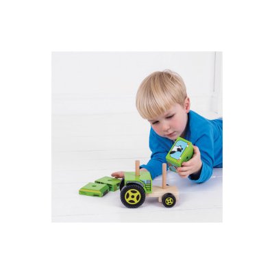 Bigjigs dřevěné hračky Nasazování traktor – Zboží Mobilmania