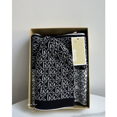 Michael Kors Scarf & hat gift black white černý & bílý dámský dárkový set oboustranná čepice & šál – Hledejceny.cz