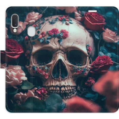 Pouzdro iSaprio Flip s kapsičkami na karty - Skull in Roses 02 Samsung Galaxy A20e