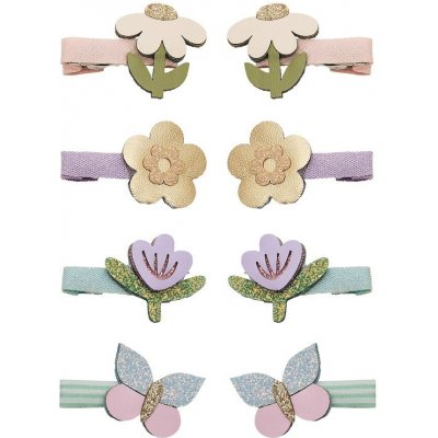 MIMI & LULA Sponky do vlasů Flower garden mini clips – set 8 ks, fialová barva, kov, textil – Zboží Mobilmania