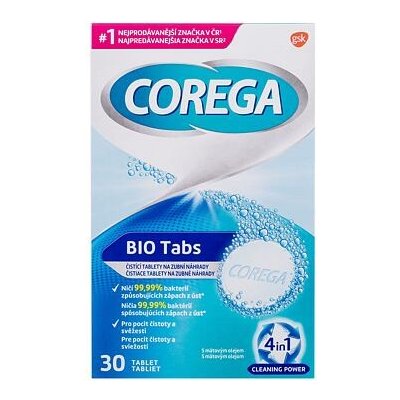 Corega Tabs Bio antibakteriální tablety pro čištění zubní náhrady 30 ks čisticích tablet – Zbozi.Blesk.cz