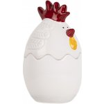 Clayre & Eef Bílá skleněná dóza s víkem ve tvaru slepičky Chicken Ø 8*14 cm – Hledejceny.cz