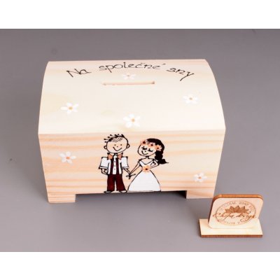 Pokladnička dřevo truhla věneček s copem – Zboží Dáma