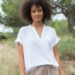 Mušelínová jednobarevná halenka s tuniským výstřihem bílá – Hledejceny.cz