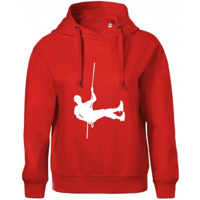 Visící horolezec Oversized mikina dámská Moon kratší + širší Červená – Zboží Dáma