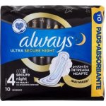 Always Ultra Secure Night Protection hygienické vložky s křidélky 10 ks – Zboží Mobilmania