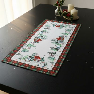 Mybesthome Vánoční ubrus - běhoun SNOWMANS FAMILY 40x85cm – Zboží Mobilmania