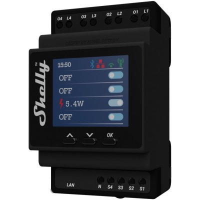 Shelly Pro 4PM, 4násobný spínací modul na DIN lištu, WiFi (SHELLY-PRO-4PM) – Zboží Živě