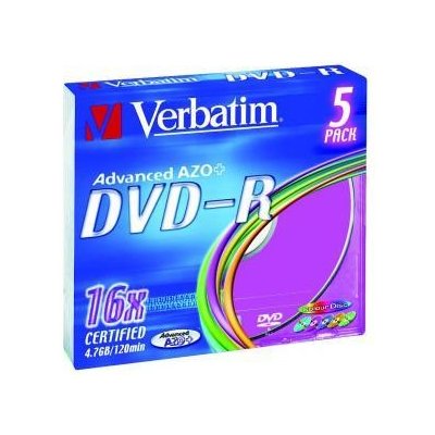 Verbatim DVD-R 4,7GB 16x, AZO, slim jewel, 5ks (43557) – Sleviste.cz