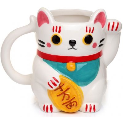 Puckator Hrnek kočka Maneki Neko pro štěstí 3D bílá 450 ml – Zboží Mobilmania