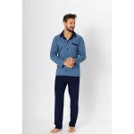 M Max 188576 pánské pyžamo dlouhé propínací modré