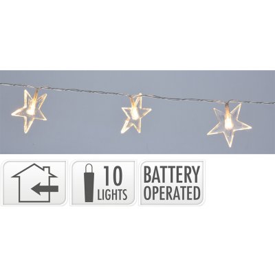 KOOPMAN Svítící řetěz s 10 LED hvězdami délka 1 m – Hledejceny.cz