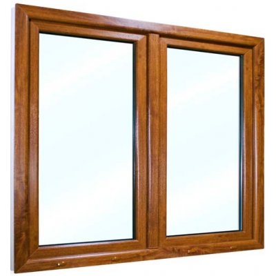 SkladOken.cz Okno dvoukřídlé se štulpem 135x115 cm , bílá|zlatý dub, PRAVÉ – Zboží Mobilmania