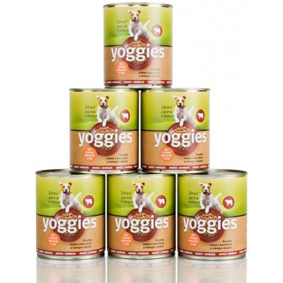 5+1 zdarma (6x800g) Yoggies hovězí konzerva s karotkou a lněným olejem