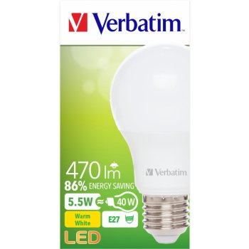 Verbatim LED žárovka E27 5,5W 470lm 40W typ A matná teplá bílá