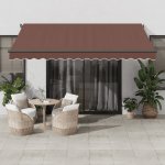 vidaXL Automatická zatahovací markýza s LED světly hnědá 400 x 300 cm – Zboží Mobilmania