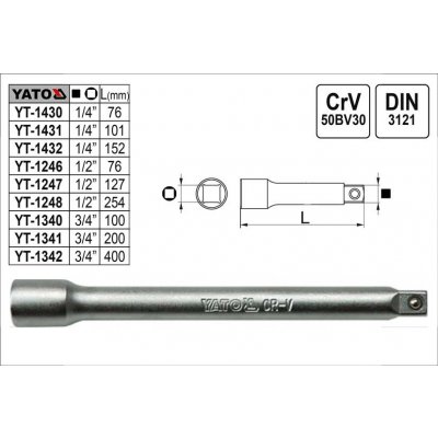 Nástavec prodlužovací 1/2" YATO 127mm – Hledejceny.cz