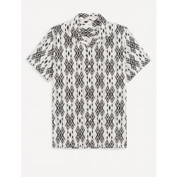 Celio Gakat pánská vzorovaná košile s krátkým rukávem černo-bílá