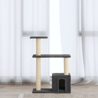 VidaXL Kočičí strom s domečkem tmavě šedý 54 x 22 x 70 cm – Sleviste.cz