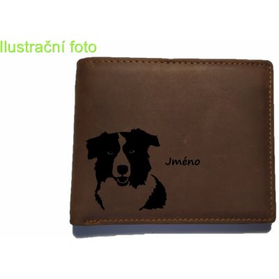 Pánská kožená peněženka s velkým mincovníkem se psem Border kolie – Zboží Mobilmania