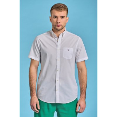 Gant pánská košile REG BROADCLOTH SS BD bílá – Zboží Mobilmania