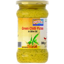 Ashoka Foods ASHOKA GREEN CHILLI PICKLE V OLIVOVÉM OLEJI 300 g