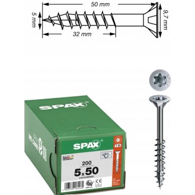 Šrouby do dřeva Spax 5 x 50 mm, 200 ks – Hledejceny.cz