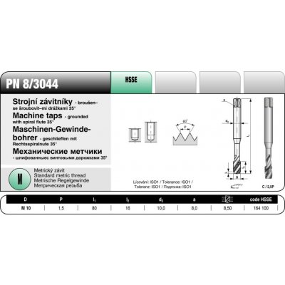BUČOVICE TOOLS Závitník 3044 M10 ISO1 HSSE 164 100 – Hledejceny.cz