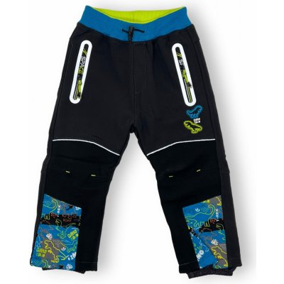 Kugo Chlapecké softshellové zateplené kalhoty s gumou v pase šedo modré – Zboží Mobilmania